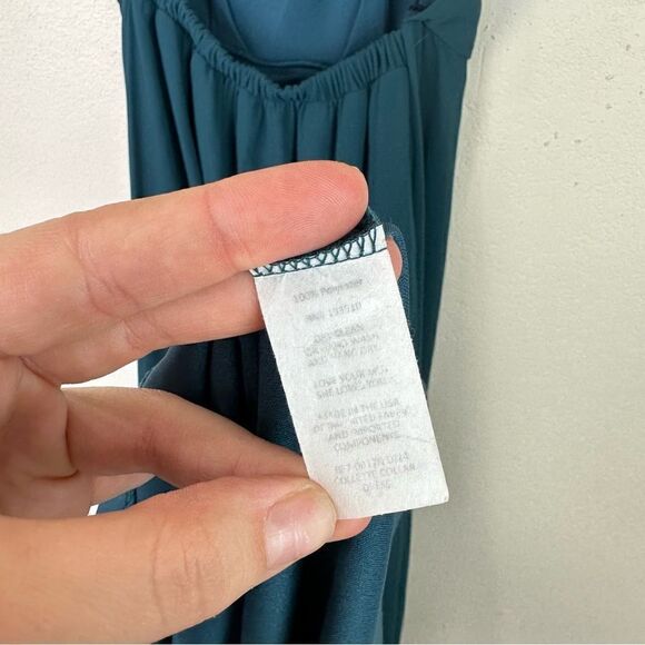 Show Me Your Mumu Teal Maxi Halter Neck Dress Slit Size small - Picture 10 of 10